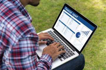 Business data dashboard provide business intelligence analytic for marketing strategy planning snugly with big data set to analyze customer demands and foreseeing business future