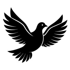 Obraz premium Black flying dove bird silhouette vector illustration