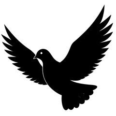 Fototapeta premium Black flying dove bird silhouette vector illustration