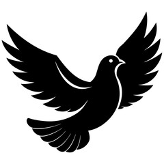 Obraz premium Black flying dove bird silhouette vector illustration