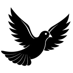 Fototapeta premium Black flying dove bird silhouette vector illustration