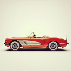 illustration of a classic vintage car on neutral background. generative ai