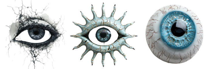 D Rendered Blue Eye with Cracked Surface