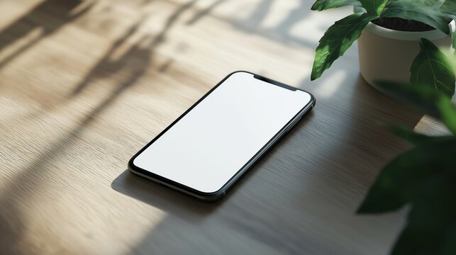 Iphone on the table mockup stock photo. Selphone