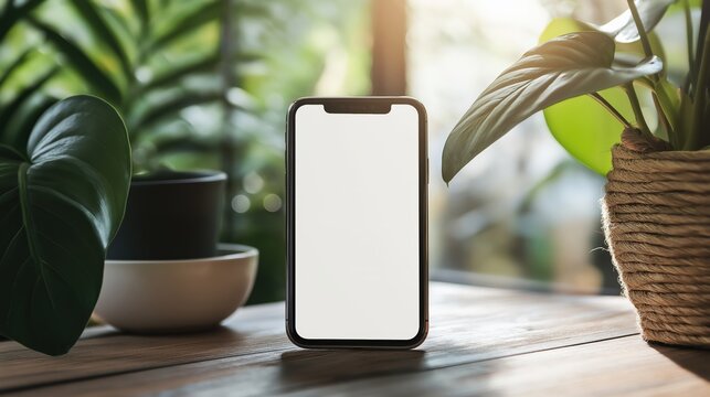 Iphone on the table mockup stock photo. Selphone