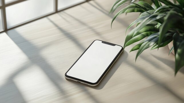 Iphone on the table mockup stock photo. Selphone