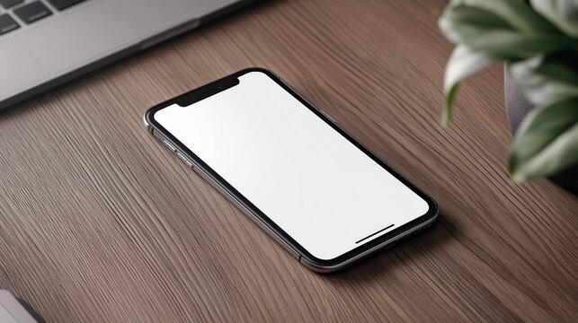 Iphone on the table mockup stock photo. Selphone