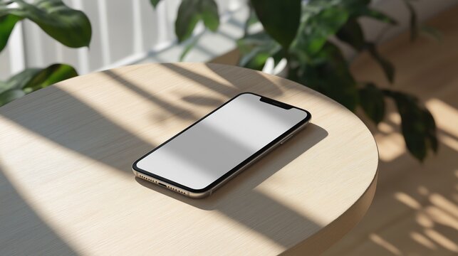 Iphone on the table mockup stock photo. Selphone