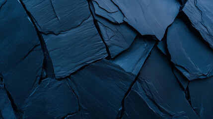 Beautiful natural background with a random pattern formed by dark blue slate stone texture
