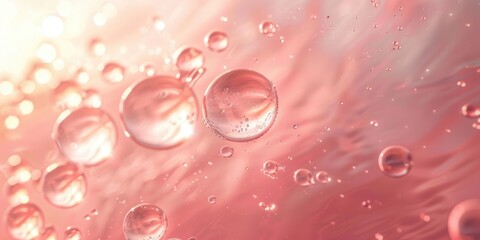 Water Bubbles Over Pink Ripples.  Ideal for use in beauty and wellness industry designs, backgrounds, or minimalist digital art