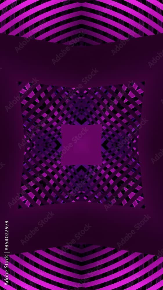 Poster Square pattern with pulsating waves of lines. Design. Pulsating hypnotic pattern with moving square lines. Changing hypnotic pattern of square lines
