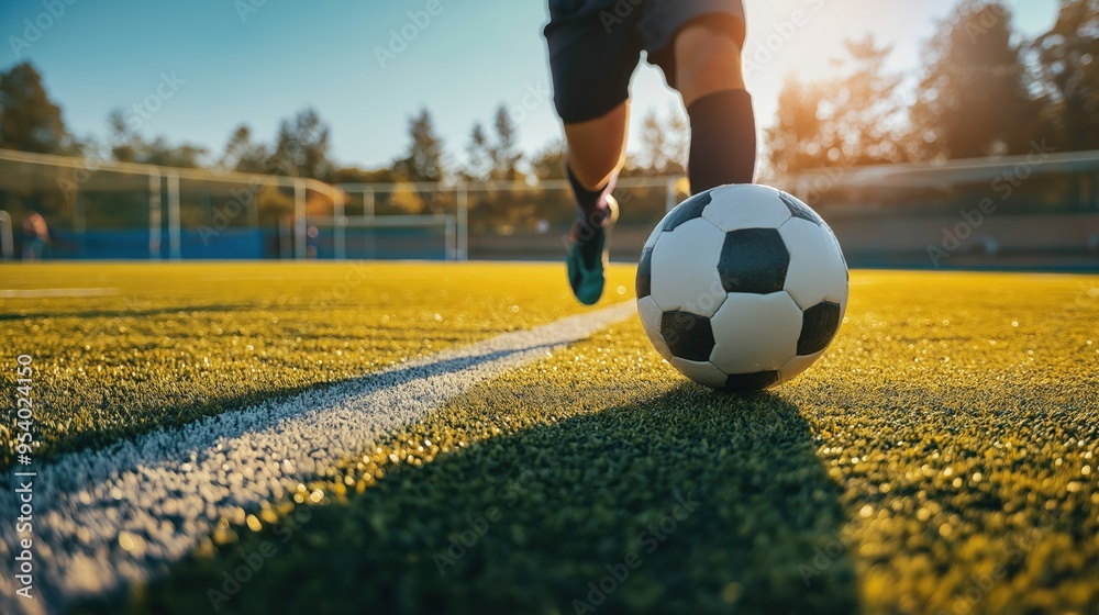 Wall mural soccer player kicking the ball. sport. football