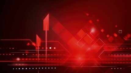 Fototapeta premium A vibrant abstract design featuring geometric shapes and lines in red tones, suggesting a tech-focused theme.