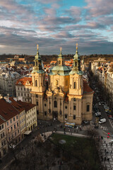 Obraz premium Beautiful winter sunset in Prague