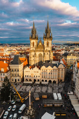 Fototapeta premium Beautiful winter sunset in Prague