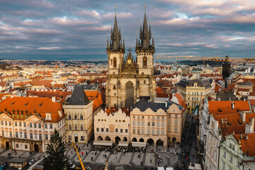 Obraz premium Beautiful winter sunset in Prague