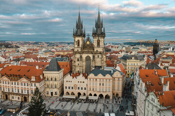 Obraz premium Beautiful winter sunset in Prague