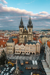 Obraz premium Beautiful winter sunset in Prague