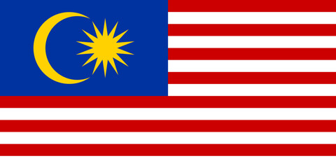 The official national flag of Malaysia. Correct proportions and colors. Vector illustration
