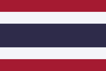 The official national flag of Thailand. Flag of the Kingdom of Thailand. Correct proportions and colors. Vector illustration