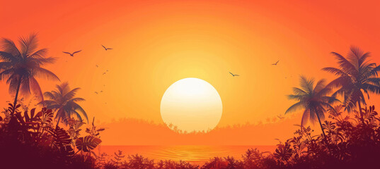 Bright Orange Tropical Background