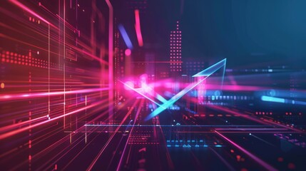 Abstract Digital Network with Neon Lights