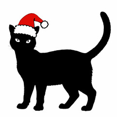 Christmas cat vector, Hand Drawn Cats Vector Illustration,