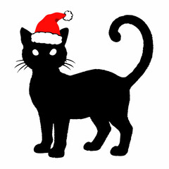 Christmas cat vector, Hand Drawn Cats Vector Illustration,