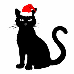 Christmas cat vector, Hand Drawn Cats Vector Illustration,