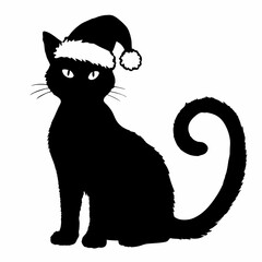 Christmas cat vector, Hand Drawn Cats Vector Illustration,