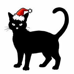 Christmas cat vector, Hand Drawn Cats Vector Illustration,