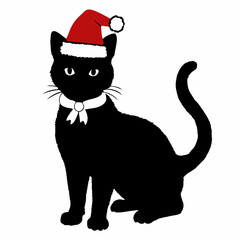 Christmas cat vector, Hand Drawn Cats Vector Illustration,