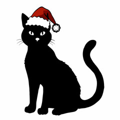 Christmas cat vector, Hand Drawn Cats Vector Illustration,
