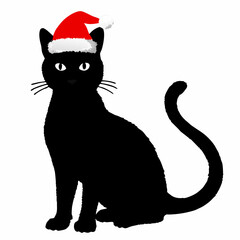 Christmas cat vector, Hand Drawn Cats Vector Illustration,