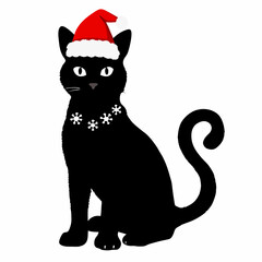 Christmas cat vector, Hand Drawn Cats Vector Illustration,