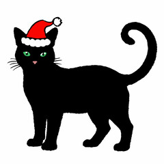 Christmas cat vector, Hand Drawn Cats Vector Illustration,