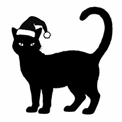 Christmas cat vector, Hand Drawn Cats Vector Illustration,