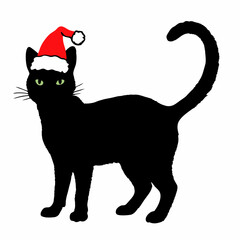 Christmas cat vector, Hand Drawn Cats Vector Illustration,