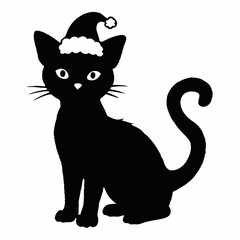 Christmas cat vector, Hand Drawn Cats Vector Illustration,