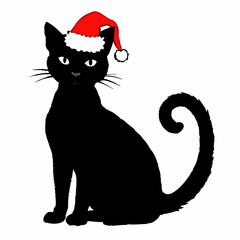 Christmas cat vector, Hand Drawn Cats Vector Illustration,