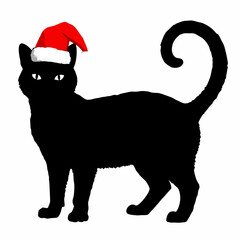 Christmas cat vector, Hand Drawn Cats Vector Illustration,