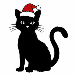 Christmas cat vector, Hand Drawn Cats Vector Illustration,