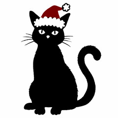 Christmas cat vector, Hand Drawn Cats Vector Illustration,