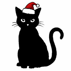 Christmas cat vector, Hand Drawn Cats Vector Illustration,