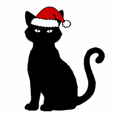 Christmas cat vector, Hand Drawn Cats Vector Illustration,