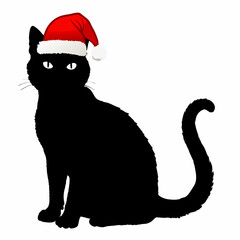 Christmas cat vector, Hand Drawn Cats Vector Illustration,