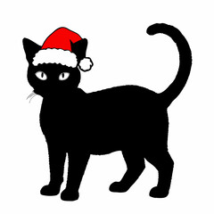 Christmas cat vector, Hand Drawn Cats Vector Illustration,