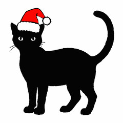 Christmas cat vector, Hand Drawn Cats Vector Illustration,