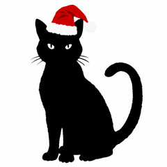 Christmas cat vector, Hand Drawn Cats Vector Illustration,