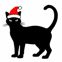 Christmas cat vector, Hand Drawn Cats Vector Illustration,